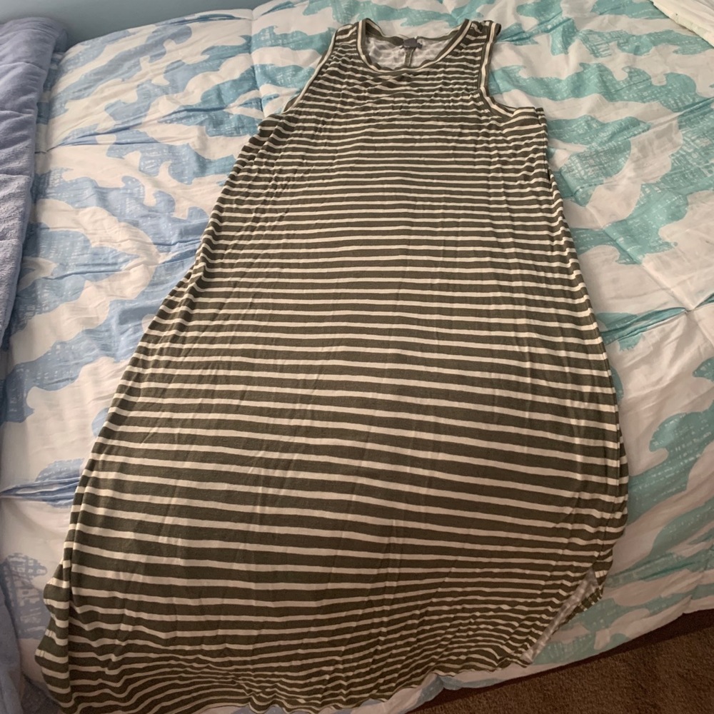 aerie green and white striped maxi dress